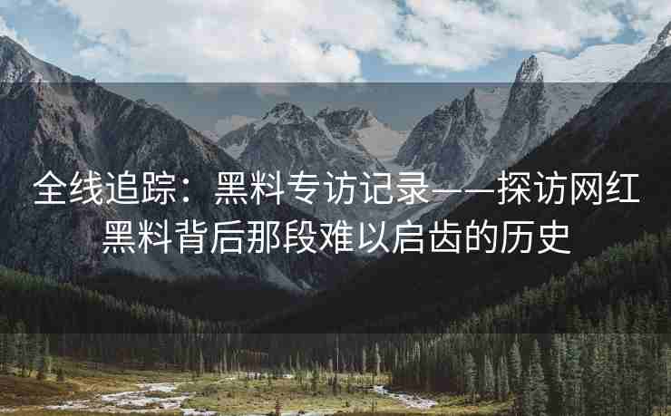 全线追踪：黑料专访记录——探访网红黑料背后那段难以启齿的历史