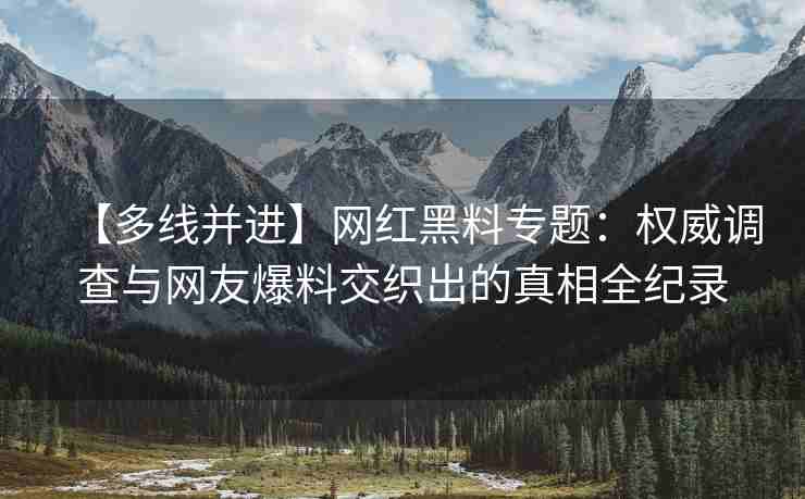【多线并进】网红黑料专题：权威调查与网友爆料交织出的真相全纪录