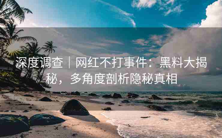 深度调查｜网红不打事件：黑料大揭秘，多角度剖析隐秘真相
