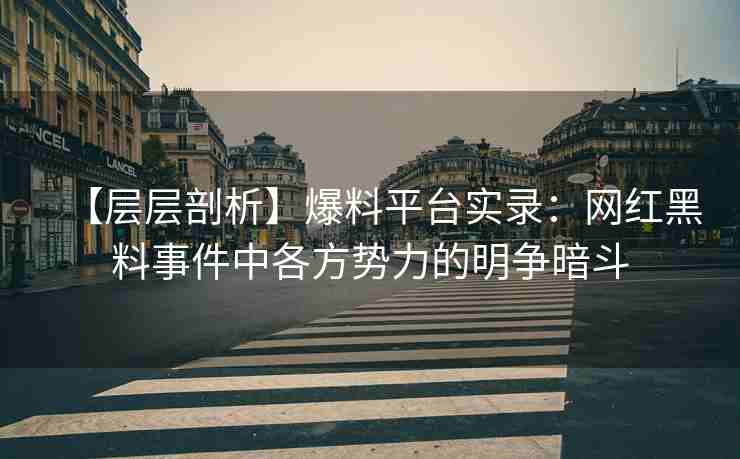 【层层剖析】爆料平台实录：网红黑料事件中各方势力的明争暗斗
